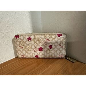 Coach Floral Print Accordion Zip Wallet EUC